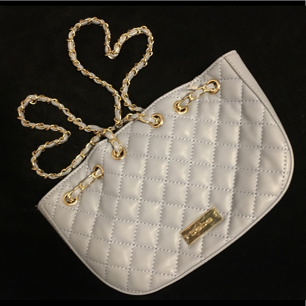 bebe Crossbody HOBO Quilted Chain Purse Blue